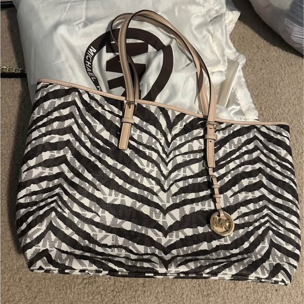 Michael Kors Black and White Zebra Print Tote